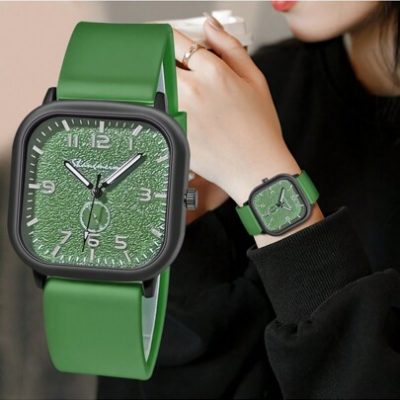 Unisex Square Case Silicone Strap Luminous Fashion Business Quartz Wrist Watch For Men And Women