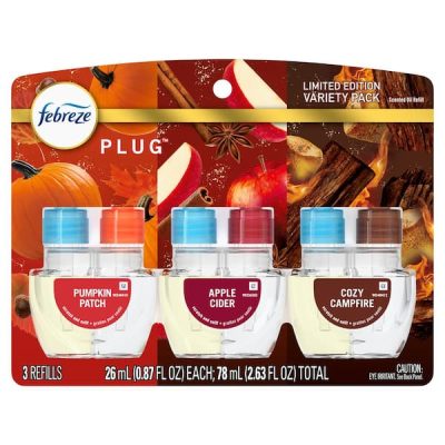 Variety Pack Plug Pumpkin Patch, Apple Cider, and Cozy Campfire Scent 2.63 oz. Automatic Air Freshener (3 Refills)