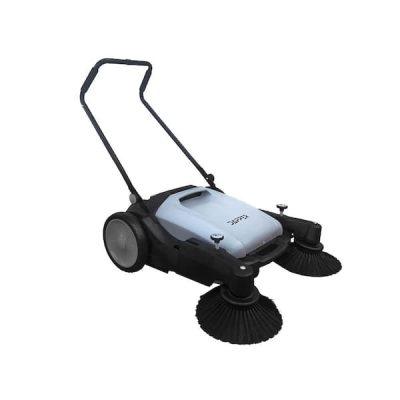 Walk-Behind Outdoor Hand Push Sweeper – 10.5 Gal. Capacity and 36 in. Sweeping Width in Grey