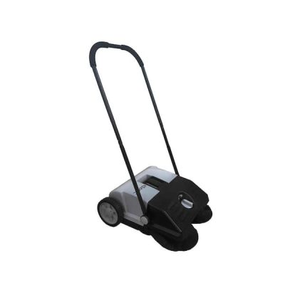 Walk-Behind Outdoor Hand Push Sweeper – 6.5 Gal. Capacity and 22 in. Sweeping Width in Grey