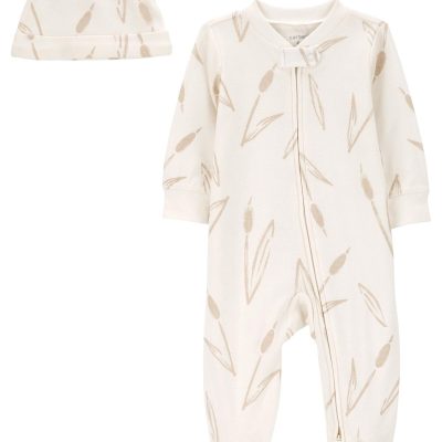 White Baby 2-Piece Sleep & Play Pajamas and Cap Set | carters.com