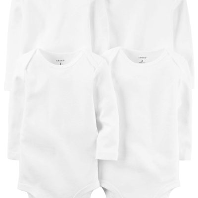 White Baby 4-Pack Long-Sleeve Bodysuits | carters.com