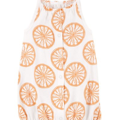 White Baby Orange Slice Snap-Up Cotton Romper | carters.com