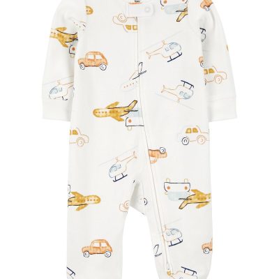 White Baby Vehicles 2-Way Zip Cotton Sleep & Play Pajamas | carters.com