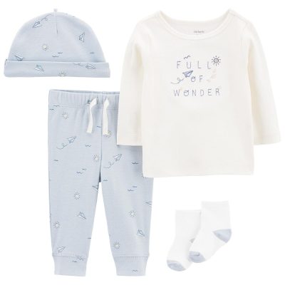 White/Blue Baby 4-Piece Take-Me-Home Set | carters.com