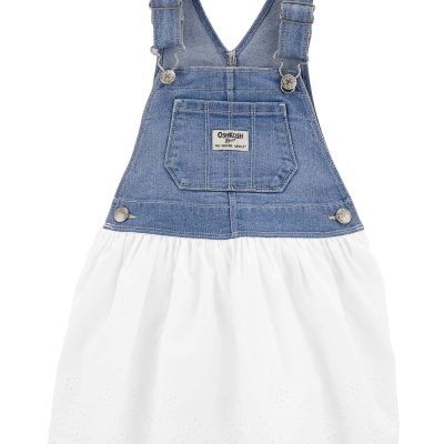 White/Blue Toddler Denim Eyelet Jumper Dress | carters.com