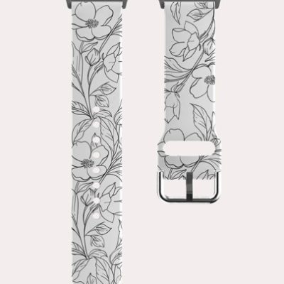 White Floral & Plant Printed Apple Watch Band