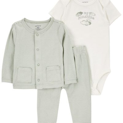 White/Green Baby 3-Piece Little Cardigan Set | carters.com