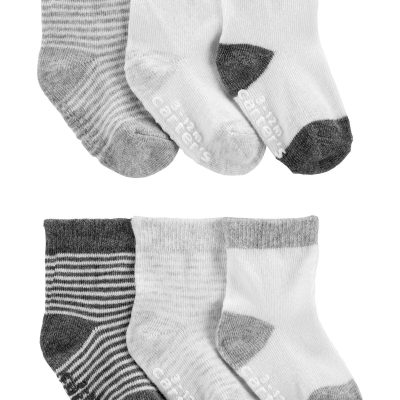White/Grey Baby 6-Pack Booties | carters.com