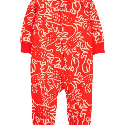 White/Orange Baby 2-Way Zip Crab Cotton Sleep & Play Pajamas | carters.com