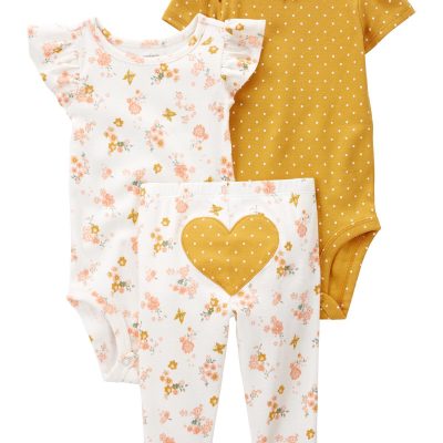 White/Yellow Baby 3-Piece Heart Little Character Set | carters.com