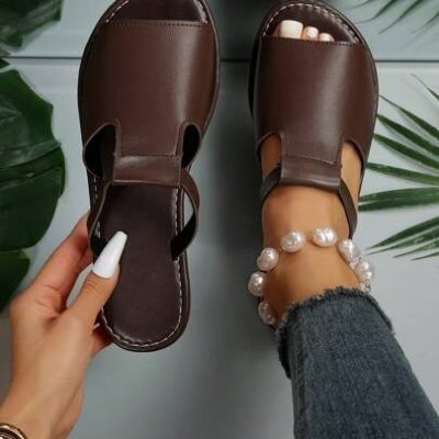 Women Cut Out Slide Sandals, Elegant Summer Flat Sandals