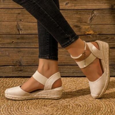 Women’s Outdoor Casual Espadrille Wedge Sandals With Rope Sole, Suitable For Vacation