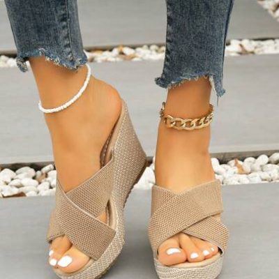 Women’s Plus Size Thick Platform Wedge Sandals, Summer Cross-Border Fashion Slippers