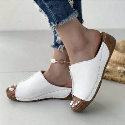 Women’s Thick Bottom Platform Slides With Heels, Anti-Slip, Open Toe, Soft Bottom, Retro Style