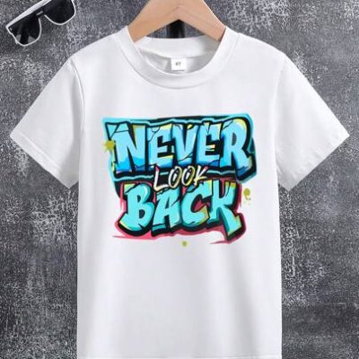 Young Boy Slogan Printed Short Sleeve T-Shirt