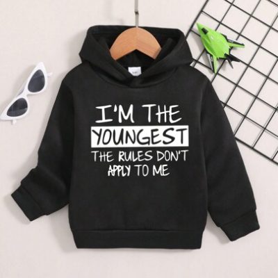 Young Boy Warm Hoodie With Letter Printed Design