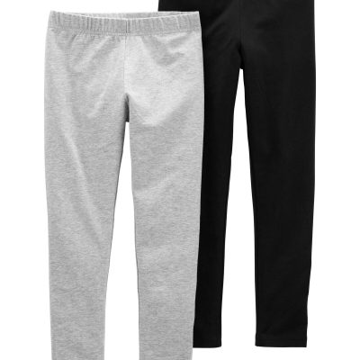 Black Kid 2-Pack Black & Grey Leggings | carters.com