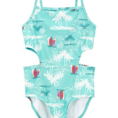 Blue Kid Beach Print 1-Piece Cut -Out Swimsuit | carters.com