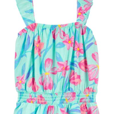 Blue Kid Floral Print Ruffle Tank | carters.com