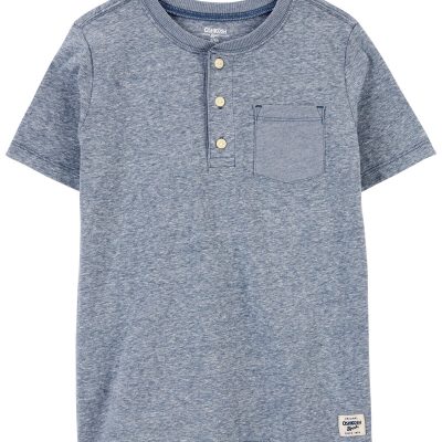 Blue Kid Heathered Pocket Henley | carters.com