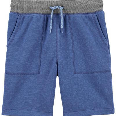 Blue Kid Ribbed Knit Drawstring Shorts | carters.com