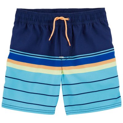 Blue Kid Striped Swim Trunks | carters.com