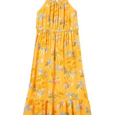 Burnt Gold Kid Floral Print LENZING™ ECOVERO™ Maxi Dress | carters.com