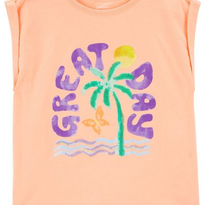 Coral Kid Palm Tree Knit Tee | carters.com