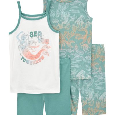 Green Kid 4-Piece Mermaid 100% Snug Fit Cotton Pajamas | carters.com