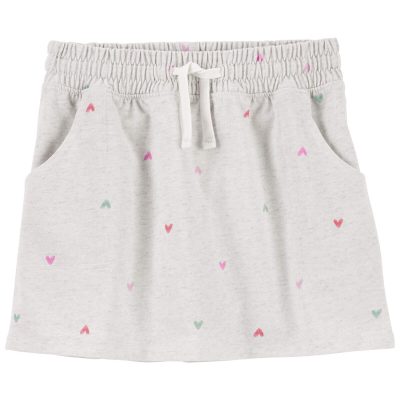 Grey Kid Heart Print Cotton Jersey Skort | carters.com