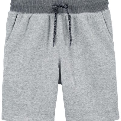 Grey Kid Ribbed Knit Drawstring Shorts | carters.com