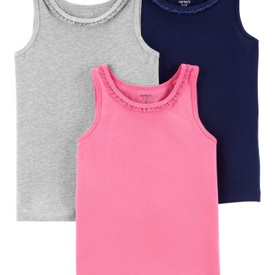 Heather/Pink/Navy Kid 3-Pack Cami Tanks | carters.com