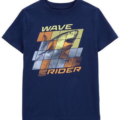 Navy Kid Wave Rider Shark Graphic Tee | carters.com