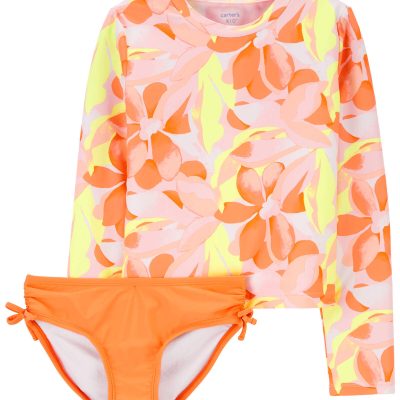 Orange Kid Floral 2-Piece Rashguard Set | carters.com