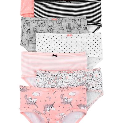 Pink/Black 7-Pack Unicorn Print Stretch Cotton Underwear | carters.com