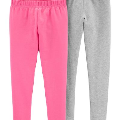 Pink/Heather Kid 2-Pack Pink & Gray Leggings | carters.com