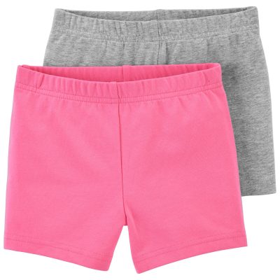 Pink Kid 2-Pack Pink & Grey Shorts | carters.com