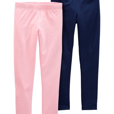 Pink Kid 2-Pack Pink & Navy Leggings | carters.com