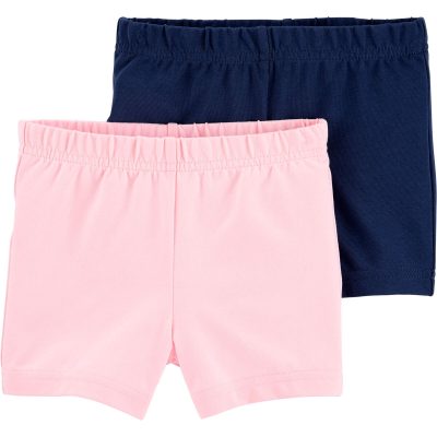 Pink Kid 2-Pack Pink & Navy Shorts | carters.com