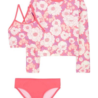 Pink Kid 3-Piece Floral Print Rashguard Swimsuit Set | carters.com