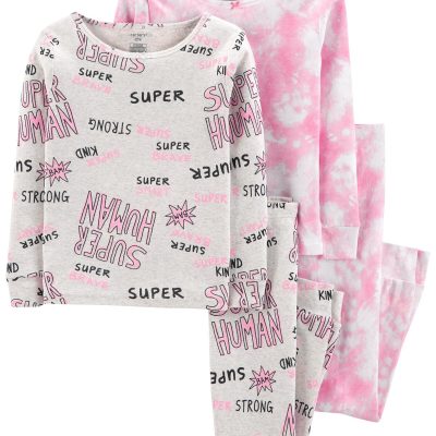 Pink Kid 4-Piece Tie-Dye 100% Snug Fit Cotton Pajamas | carters.com