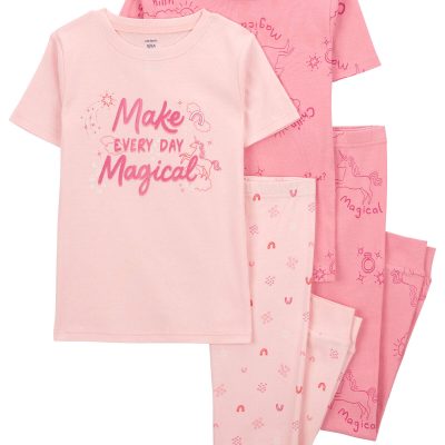 Pink Kid 4-Piece Unicorn 100% Snug Fit Cotton Pajamas | carters.com