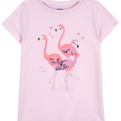 Pink Kid Flamingo Heart Graphic Tee | carters.com