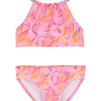 Pink Kid Palm Print Halter Swimsuit | carters.com