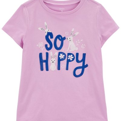 Pink Kid So Hoppy Bunny Graphic Tee | carters.com