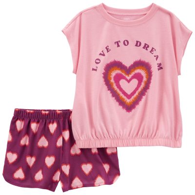 Pink/Purple Kid 2-Piece Heart Loose Fit Pajama Set | carters.com