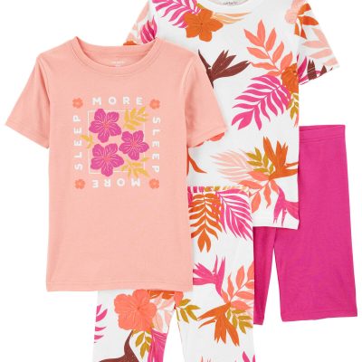 Pink/White Kid 4-Piece Floral 100% Snug Fit Cotton Pajamas | carters.com