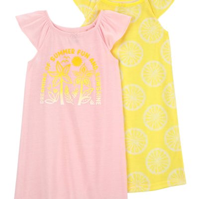 Pink/Yellow Kid 2-Pack Nightgowns | carters.com