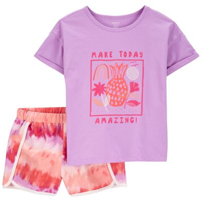 Purple Kid 2-Piece Make Today Amazing Tee & Tie-Dye Short Set | carters.com